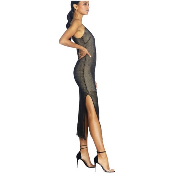 Cosmopolitan x Dress the Population Net nude mesh midi slip dress medium - Picture 4 of 4